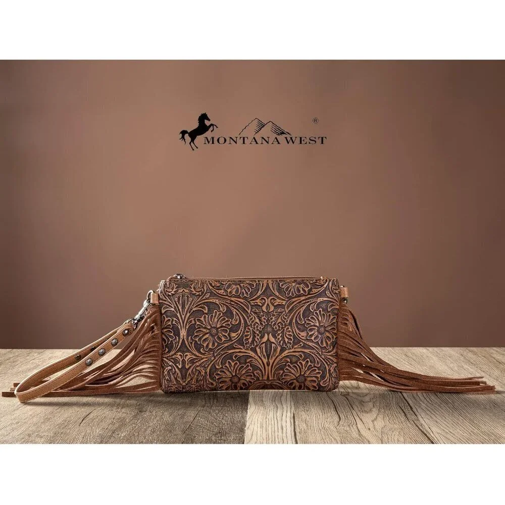 Western Leather Crossbody Bag Wallet Clutch for Women Compact & Functional